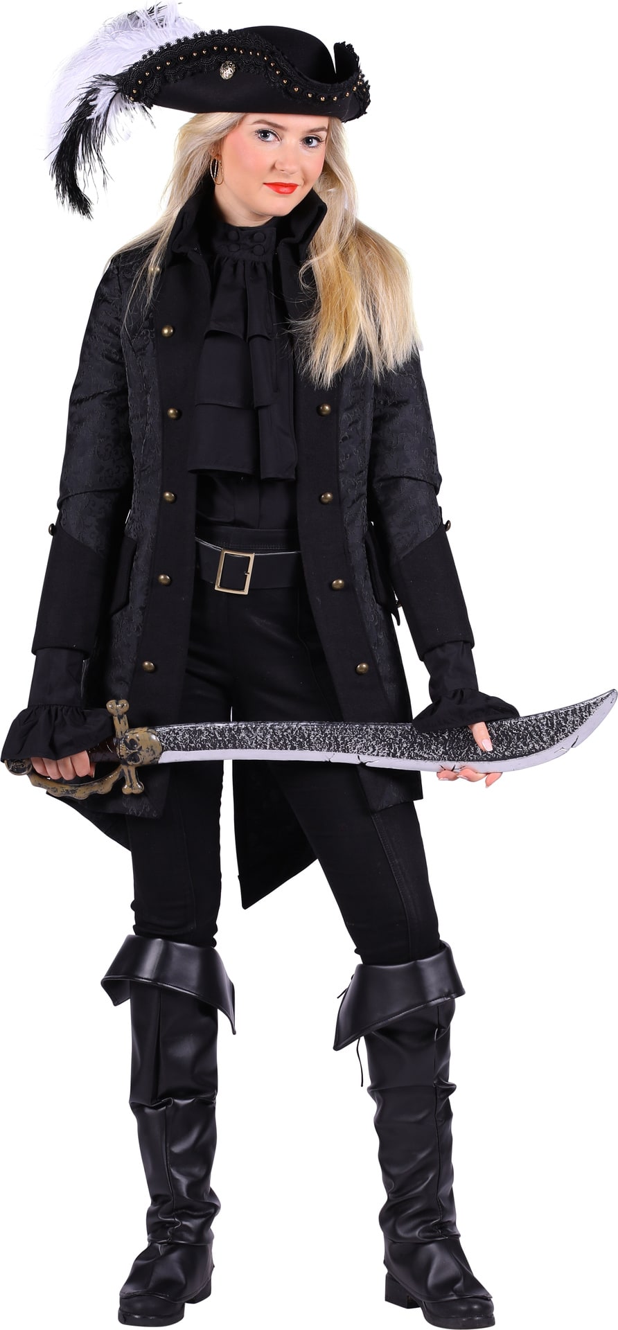 Zwarte Gothic Piratenjas Dames Halloween