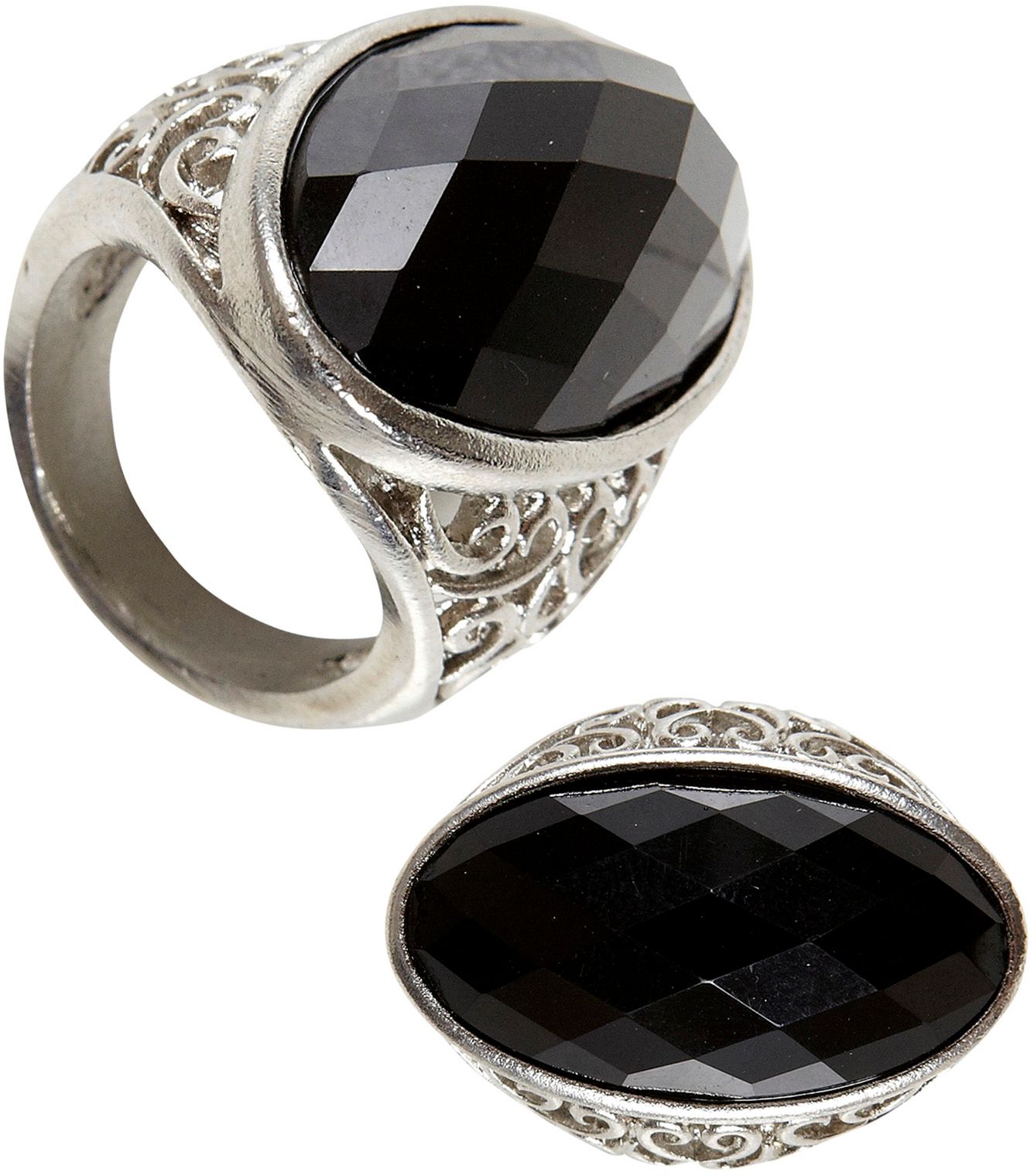 Zwarte gothic ring met edelsteen