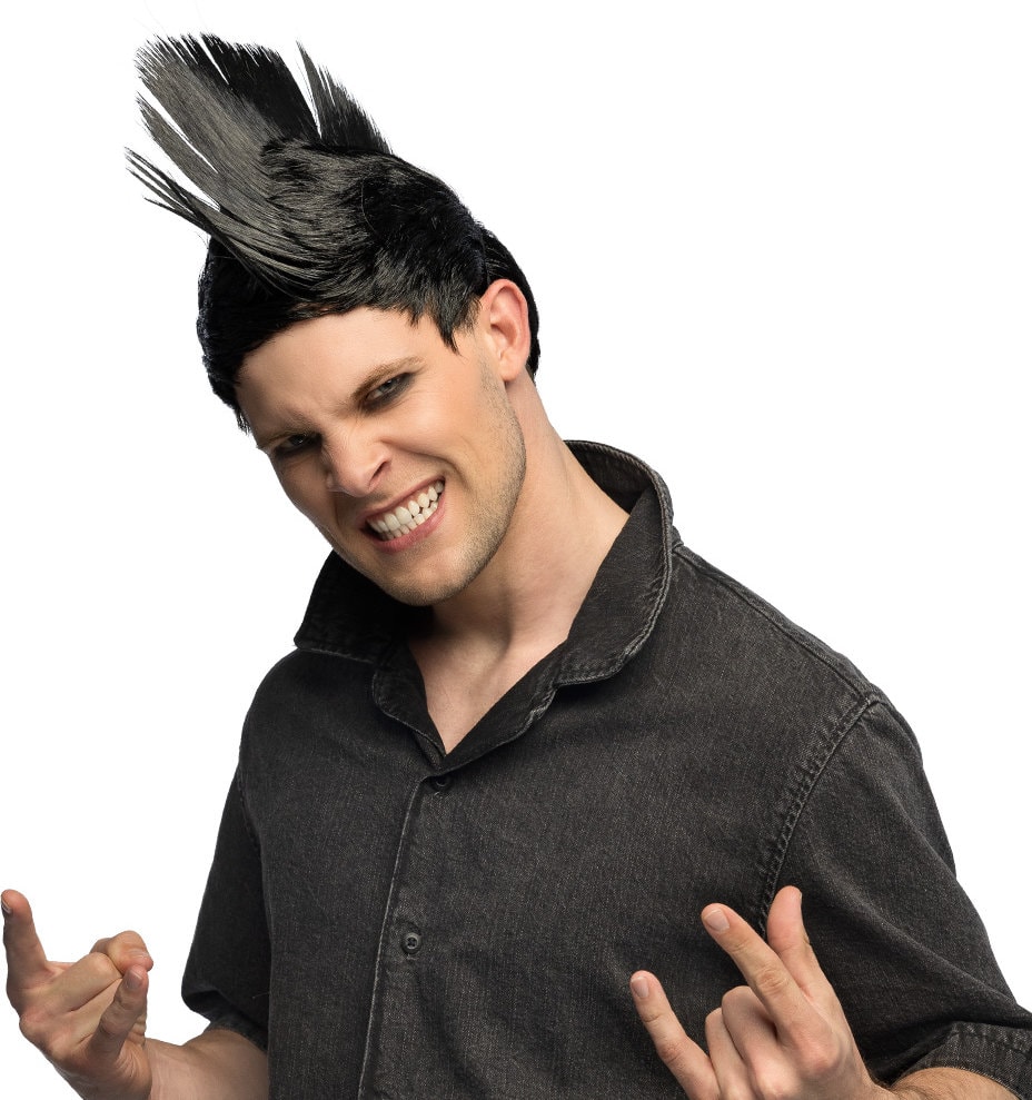 Zwarte Hanenkam Punk Pruik