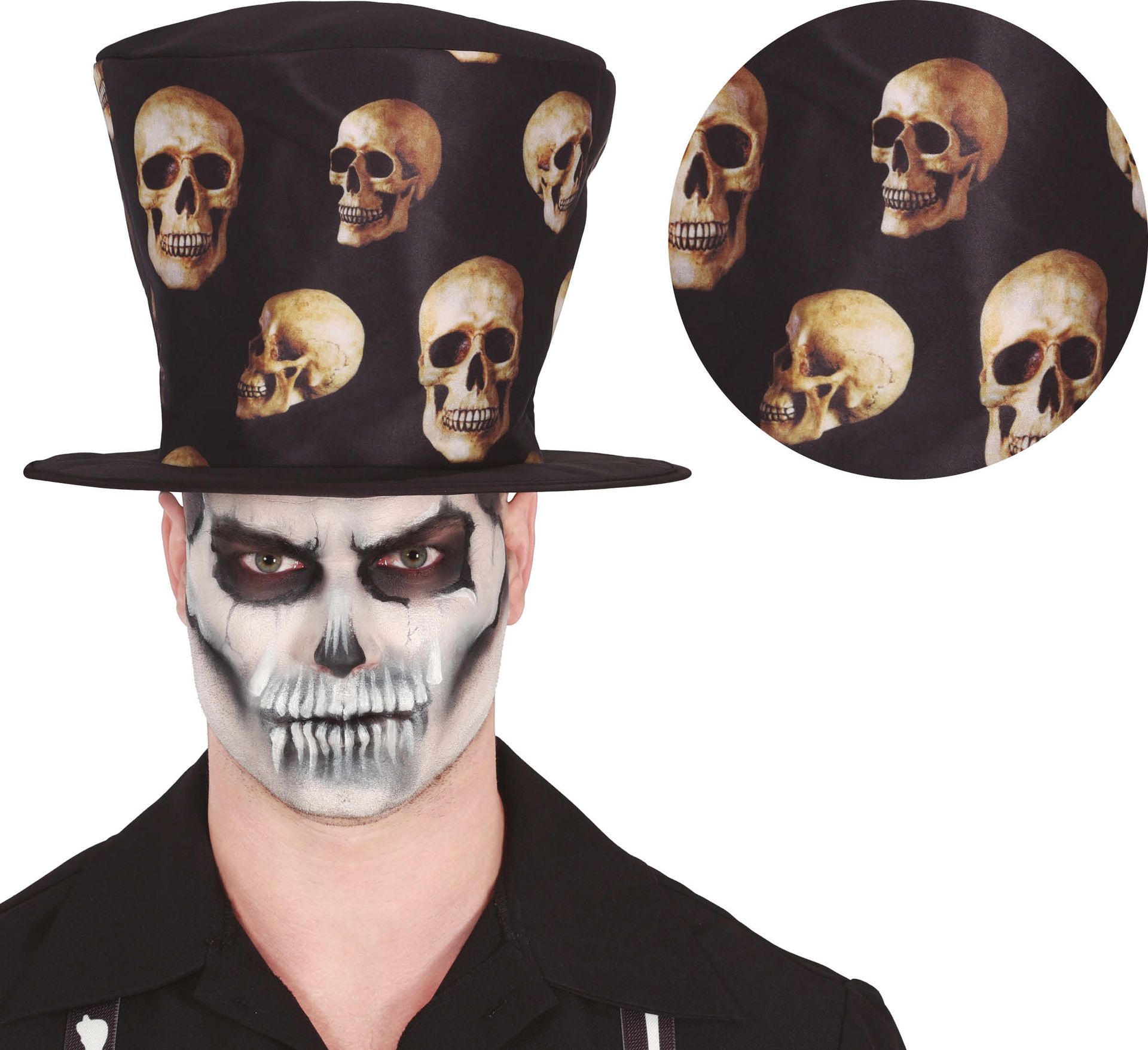 Zwarte hoge hoed schedels halloween