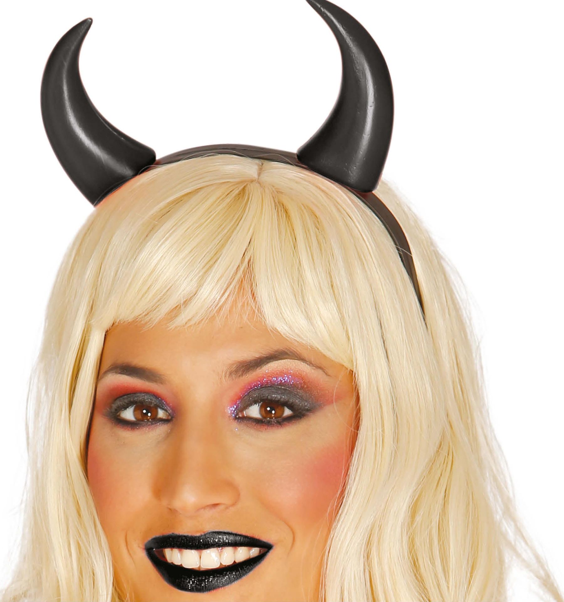 Zwarte horens duivel haarband halloween