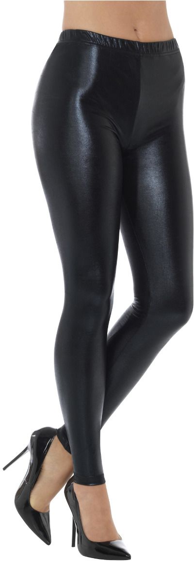 Zwarte jaren 80 metallic leggings