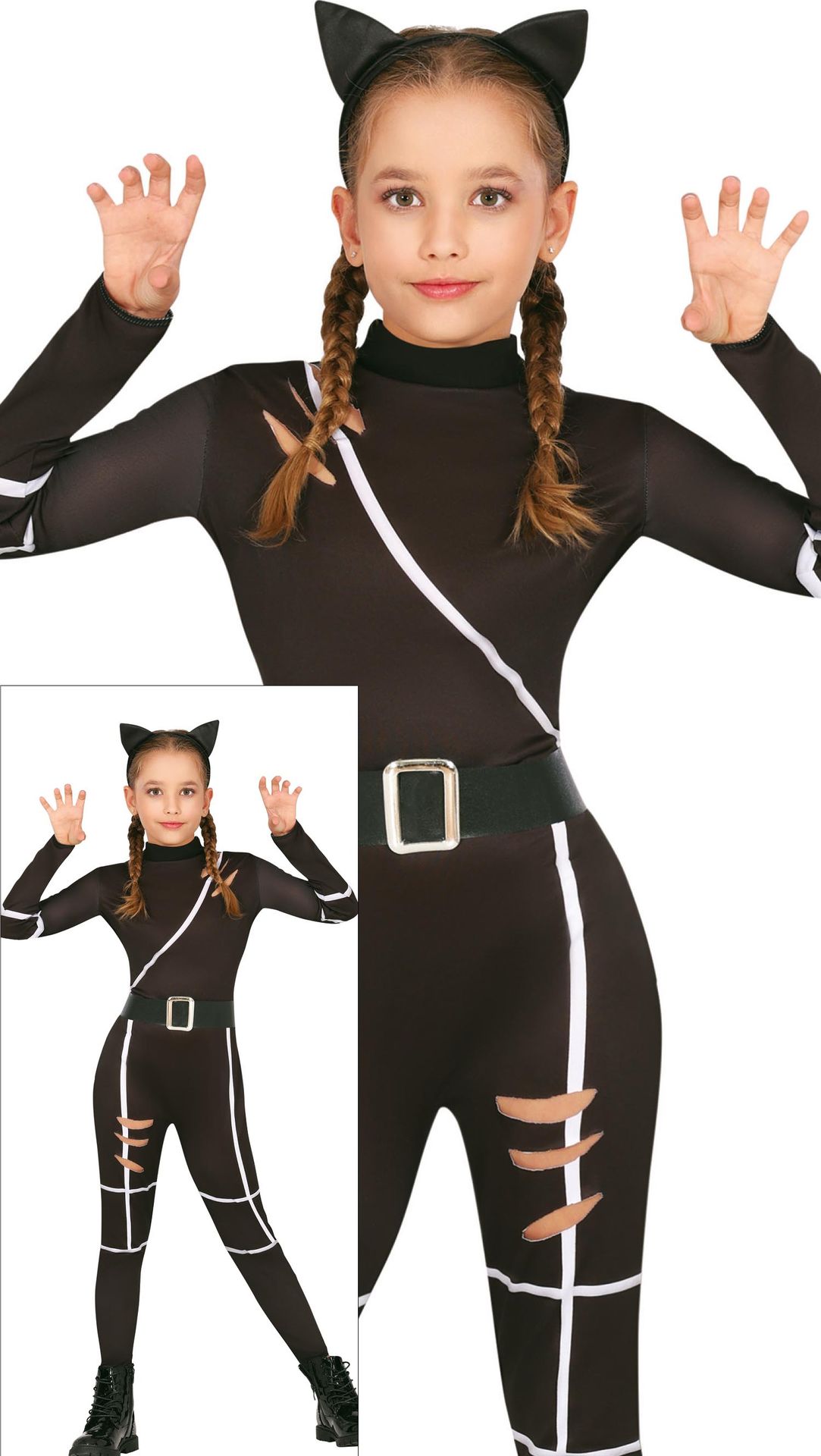 Zwarte kat kostuum halloween meisjes