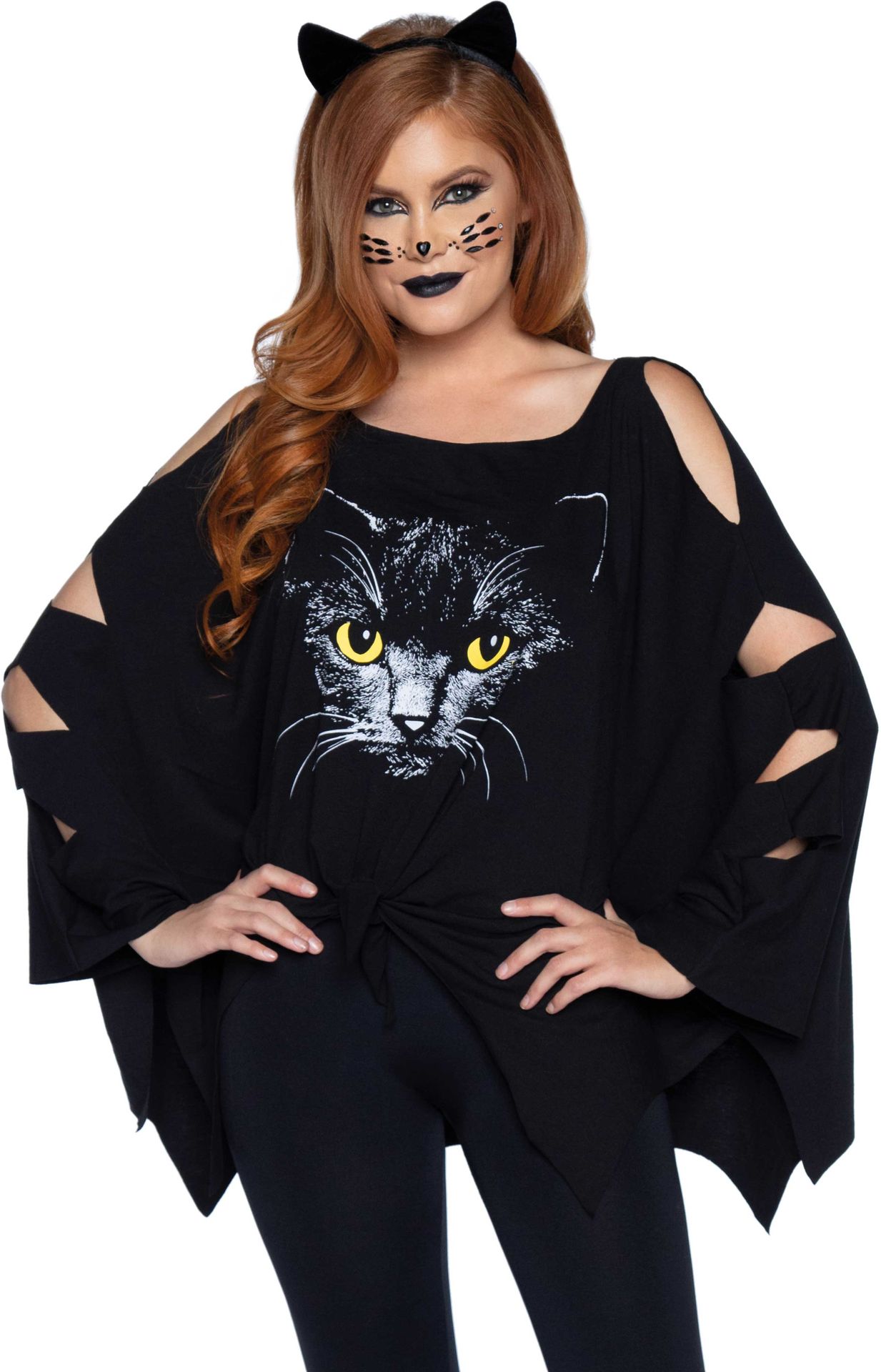 Zwarte kat outfit halloween dames