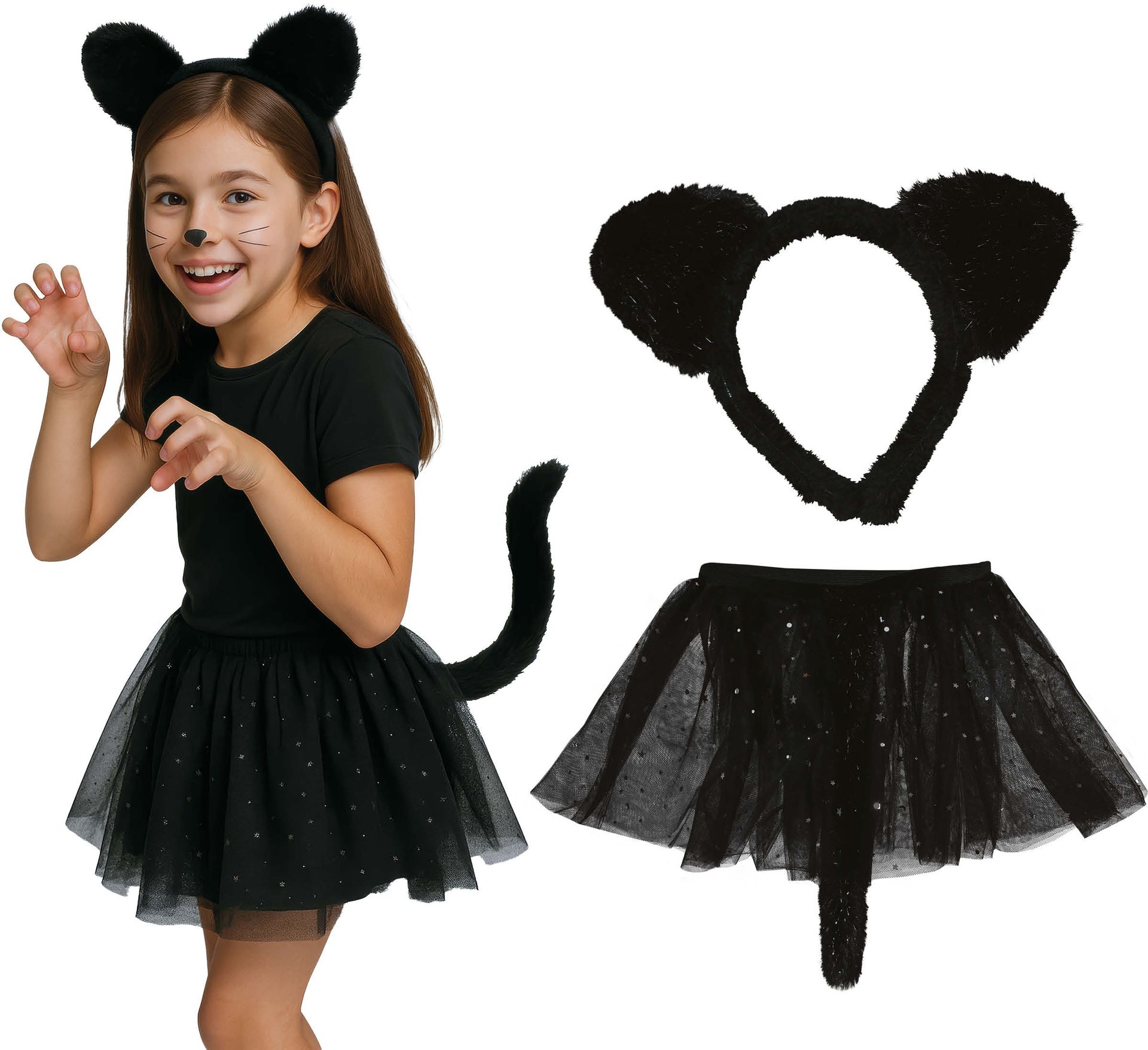 Zwarte Kat Outfit Set Meisjes