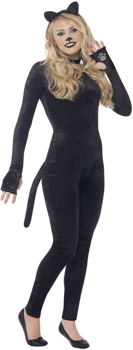 Zwarte katten catsuit