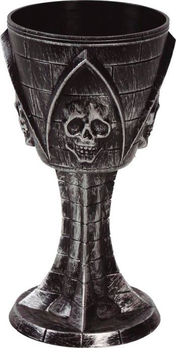 Zwarte kelk met schedel 19 cm halloween