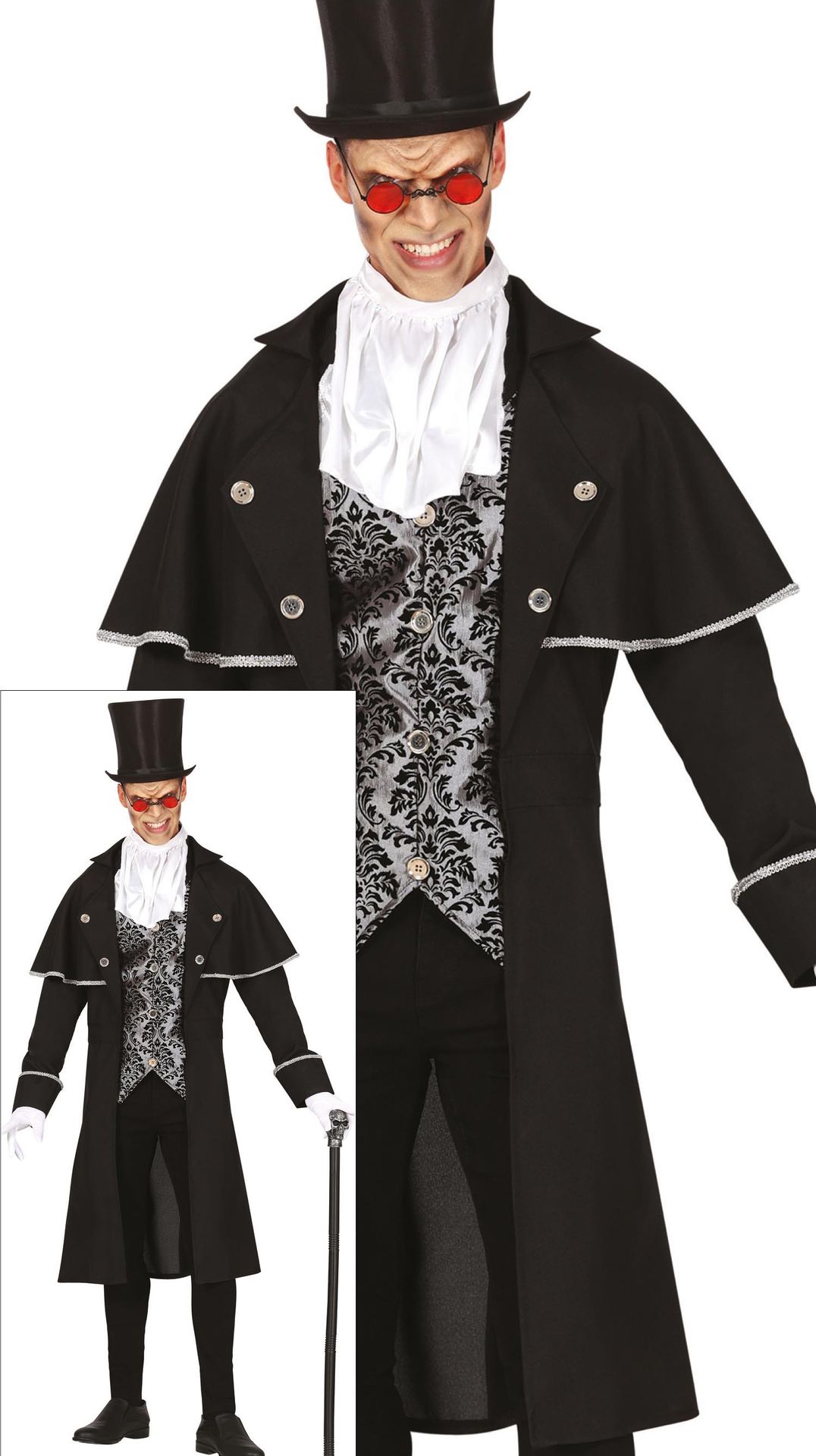 Zwarte koetsiersmantel halloween heren