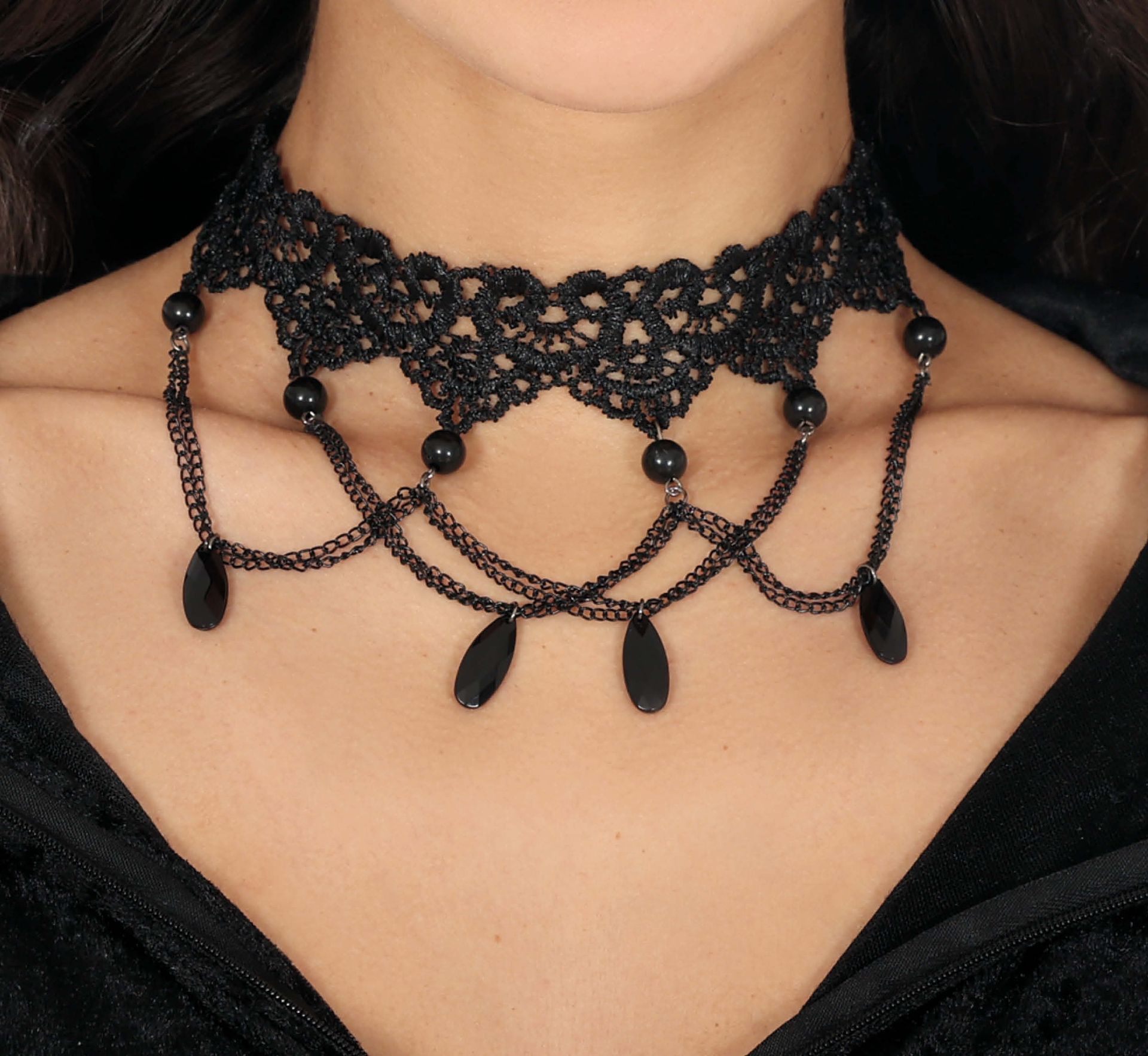 Zwarte Kralen Choker