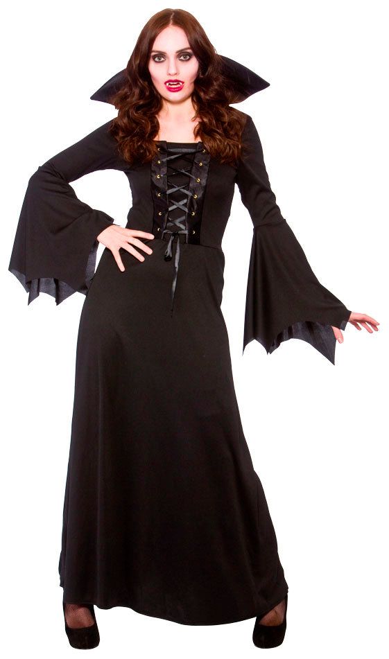 Zwarte lange vampiers jurk