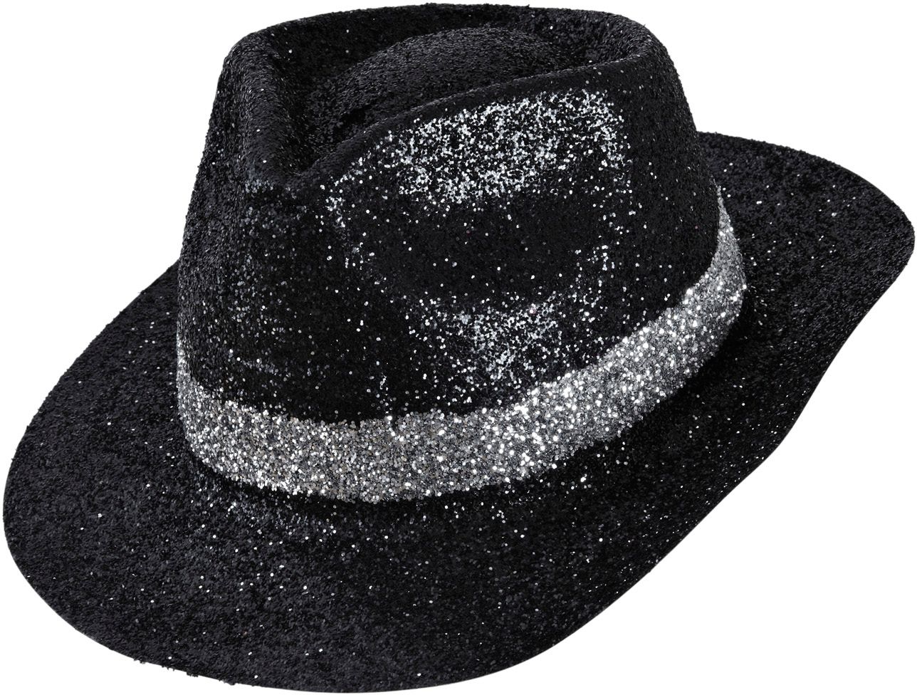 Zwarte maffia glitter hoed