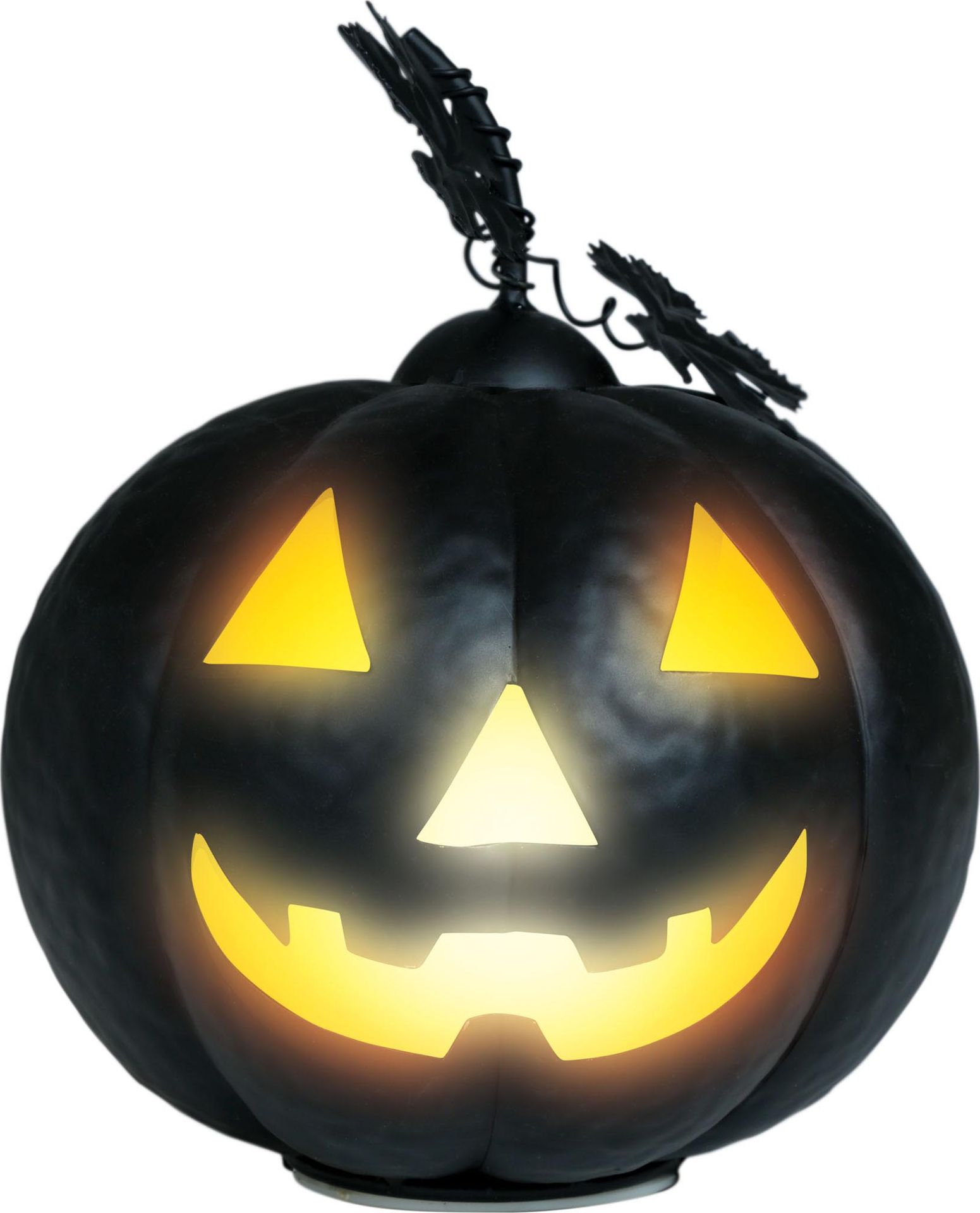 Zwarte metalen pompoen met verlichting halloween