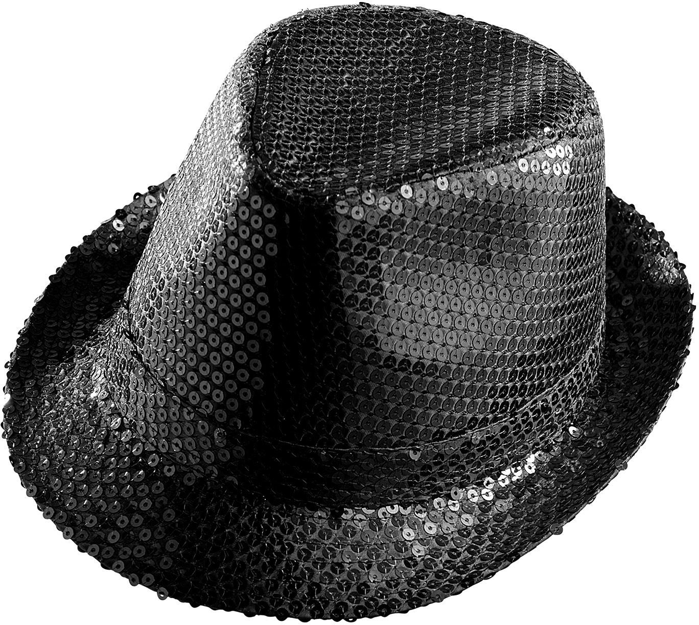 Zwarte pailletten hoed