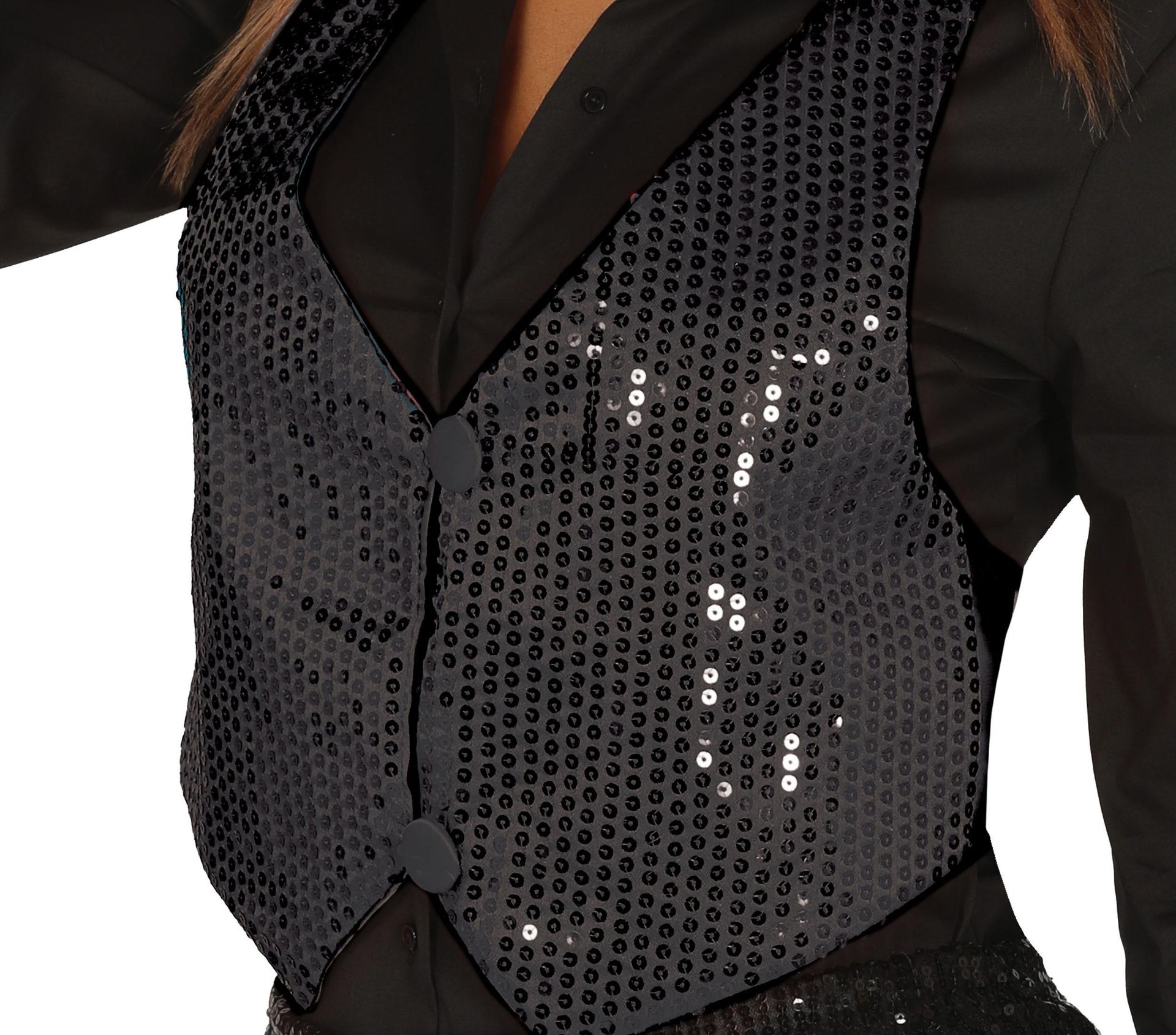 Zwarte pailletten vest dames