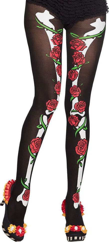 Zwarte panty dia de los muertos