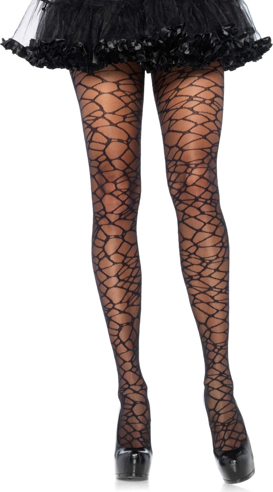 Zwarte panty met barsten motief