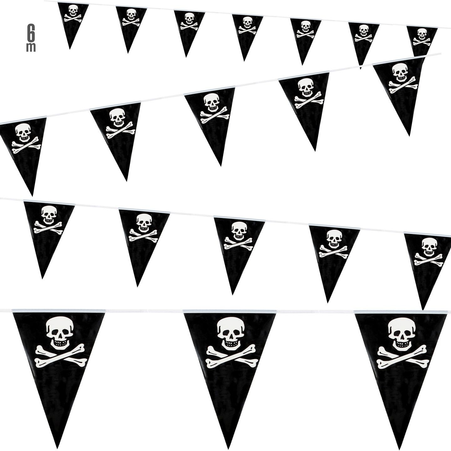 Zwarte piraten vlaggenlijn 6m
