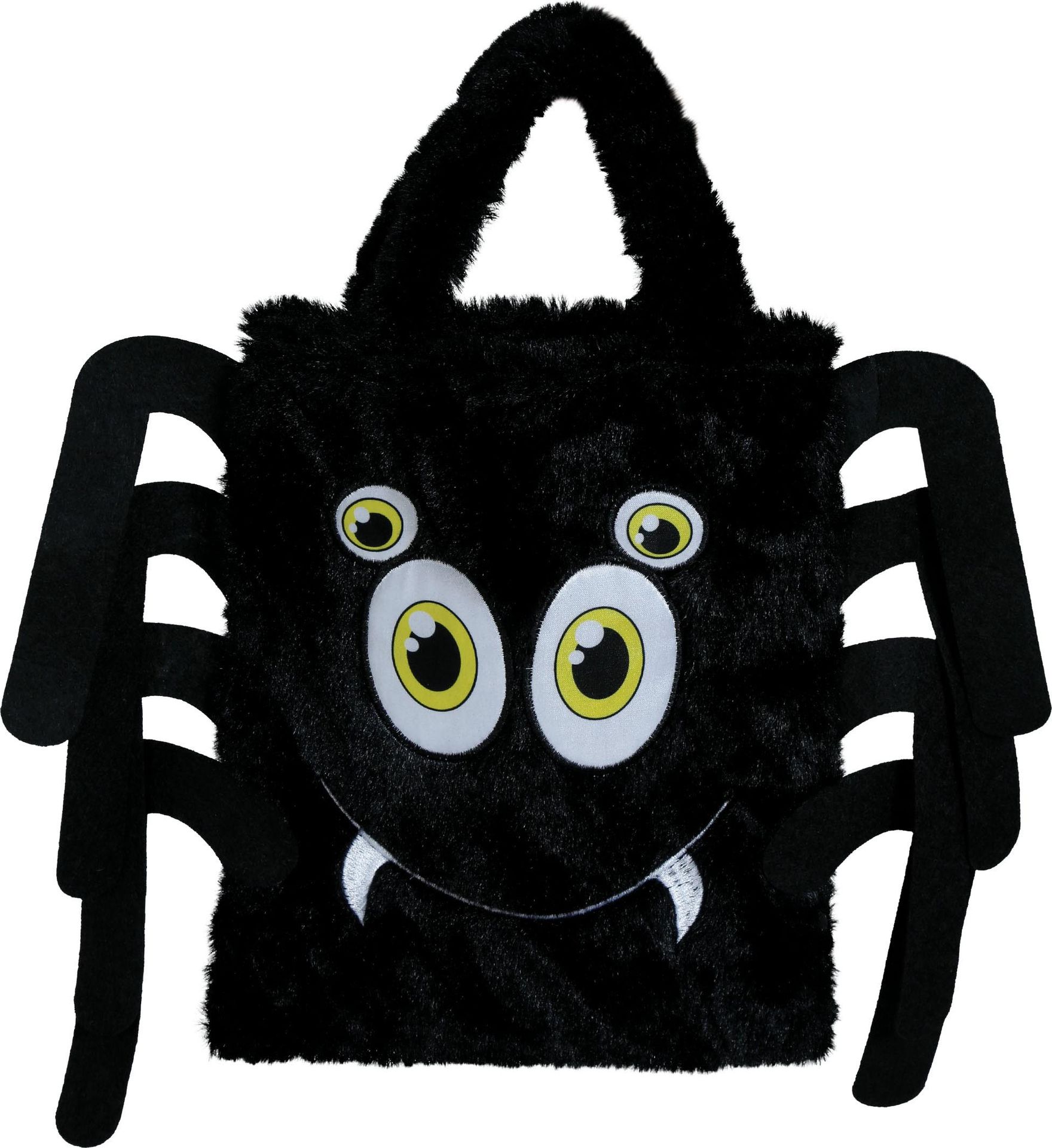 Zwarte pluche spinnen tas 19cm halloween