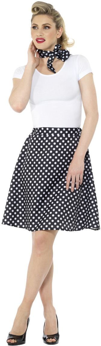 Zwarte polka dot rok 50s