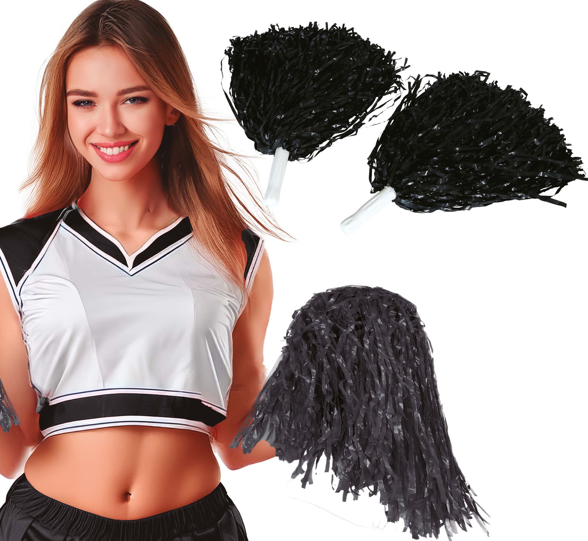 Zwarte Pom-Poms 2 Stuks