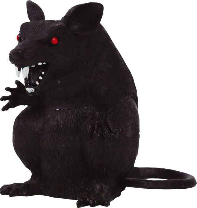 Zwarte rat zittend 18 cm halloween