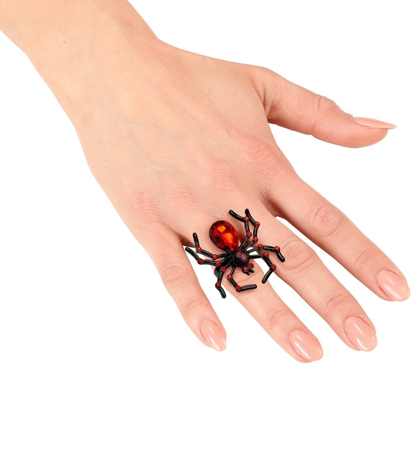 Zwarte Ring met Rode Spin Gothic