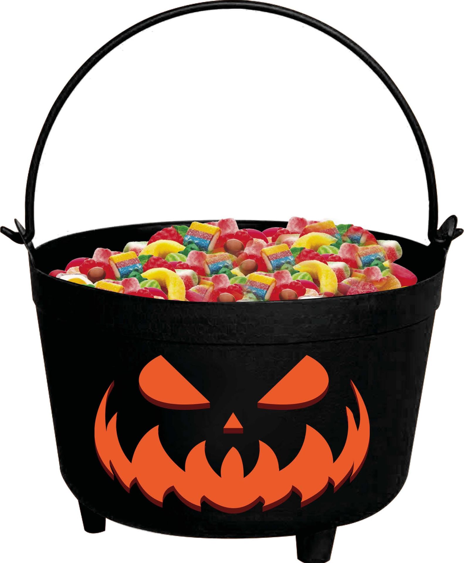 Zwarte snoepketel pompoen 24 x 23 x 15 cm halloween