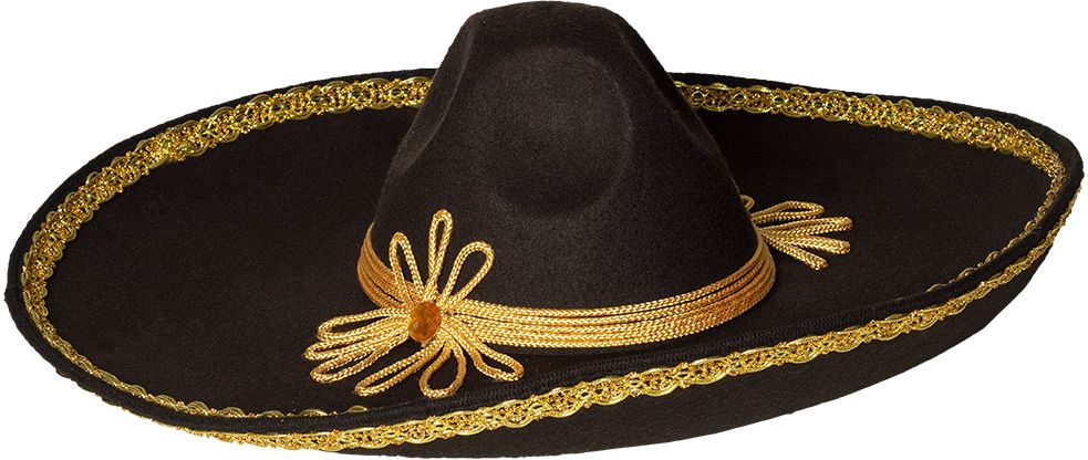 Zwarte sombrero met gouden details