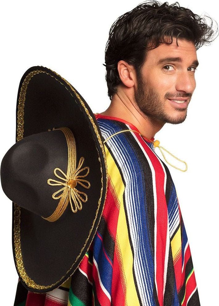 Zwarte sombrero met gouden details