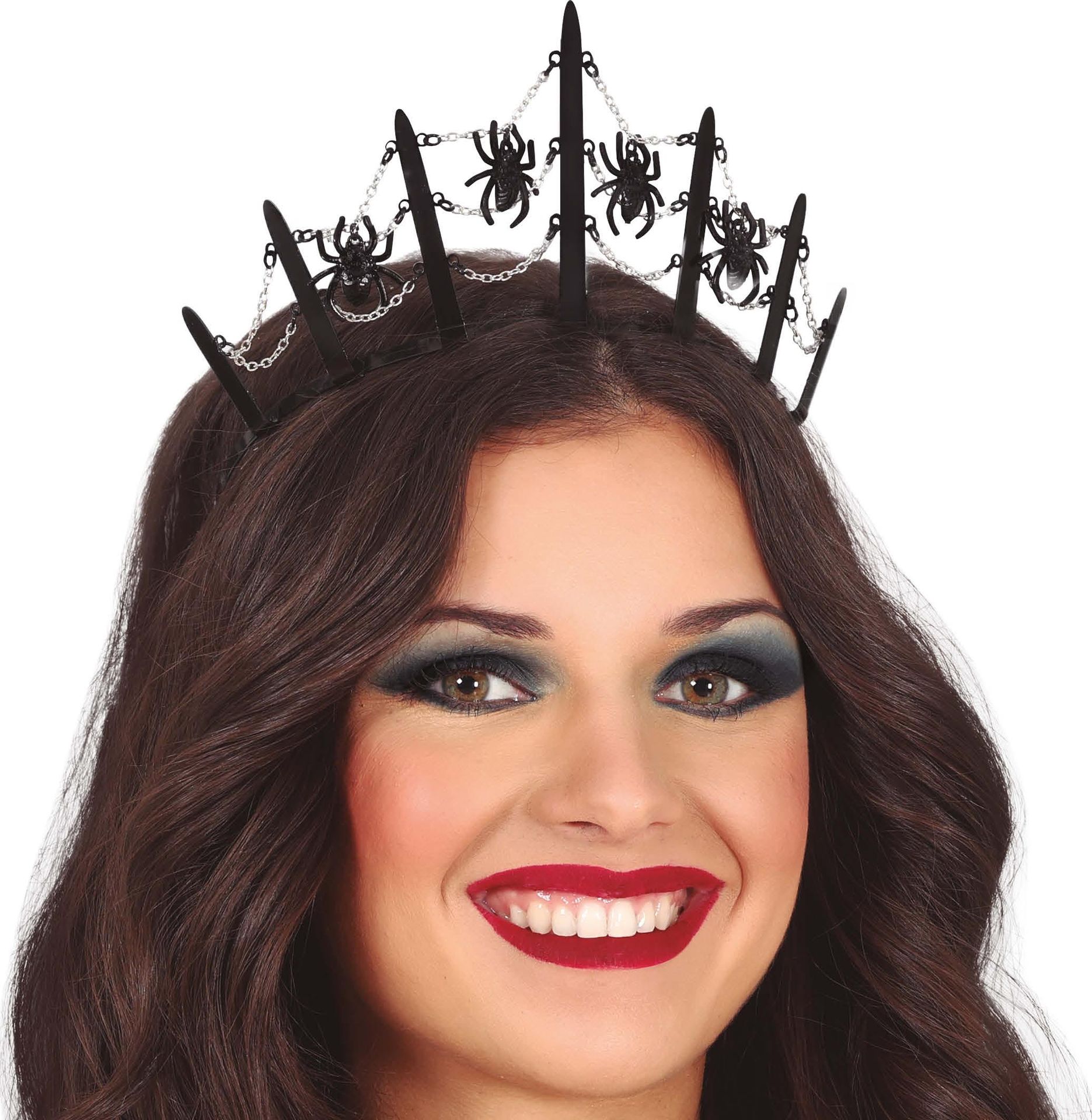 Zwarte spinnen diadeem halloween