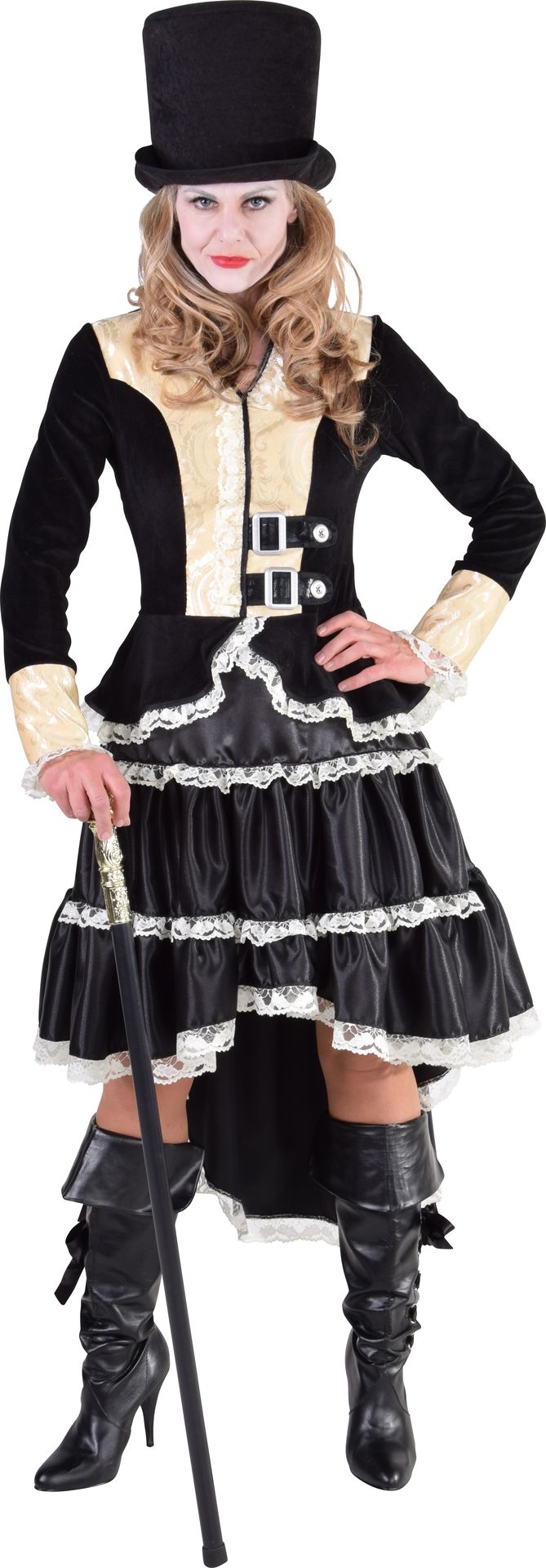 Zwarte steampunk pakje vrouwen
