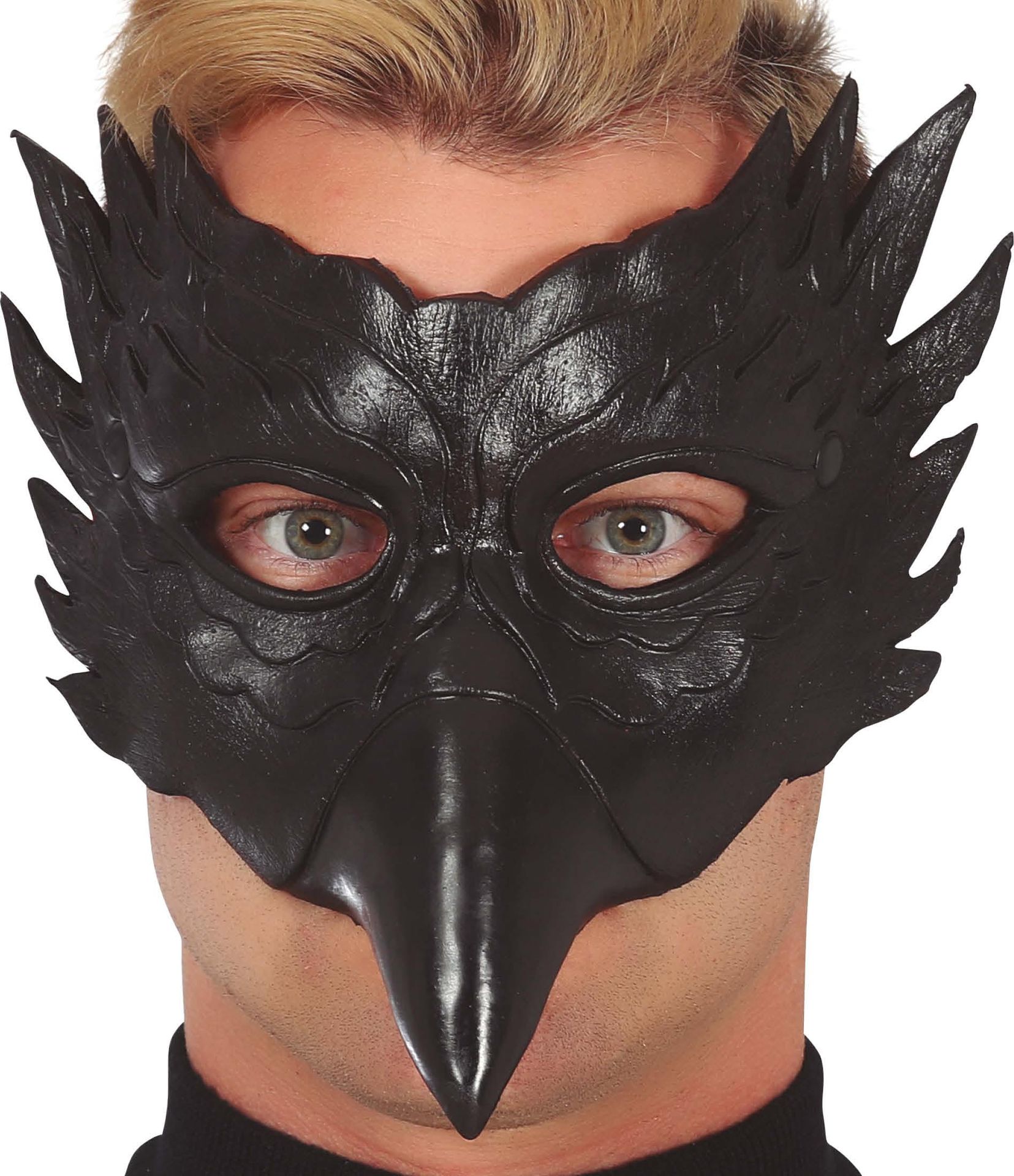 Zwarte uil halfmasker halloween