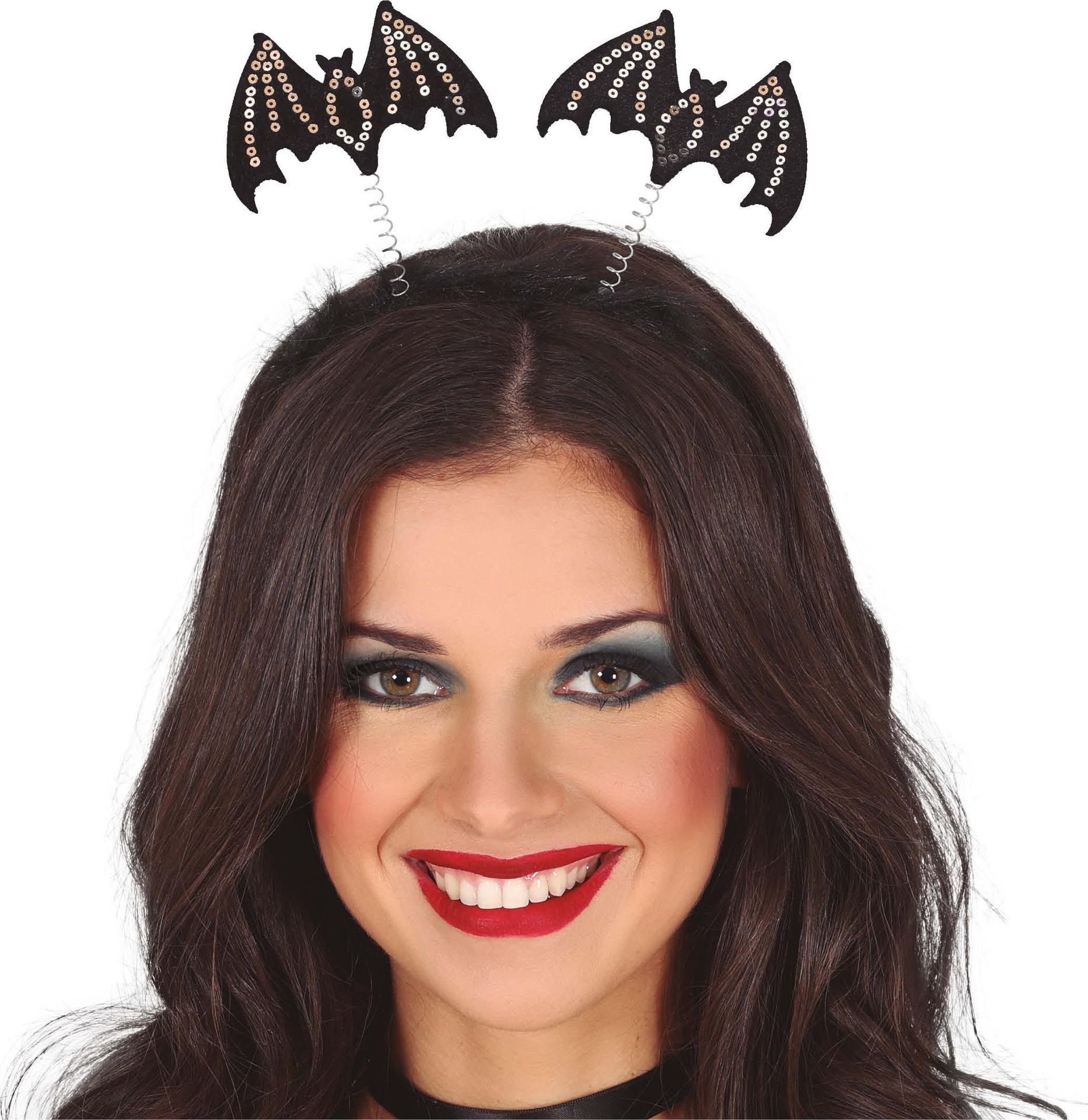 Zwarte vleermuis met springveren haarband halloween