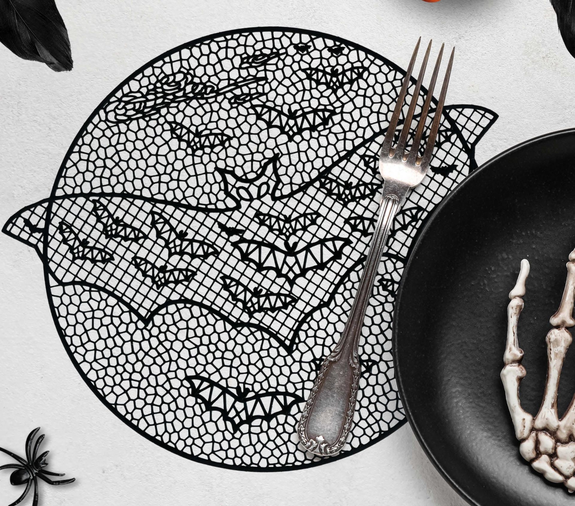 Zwarte vleermuis placemat 40 cm halloween