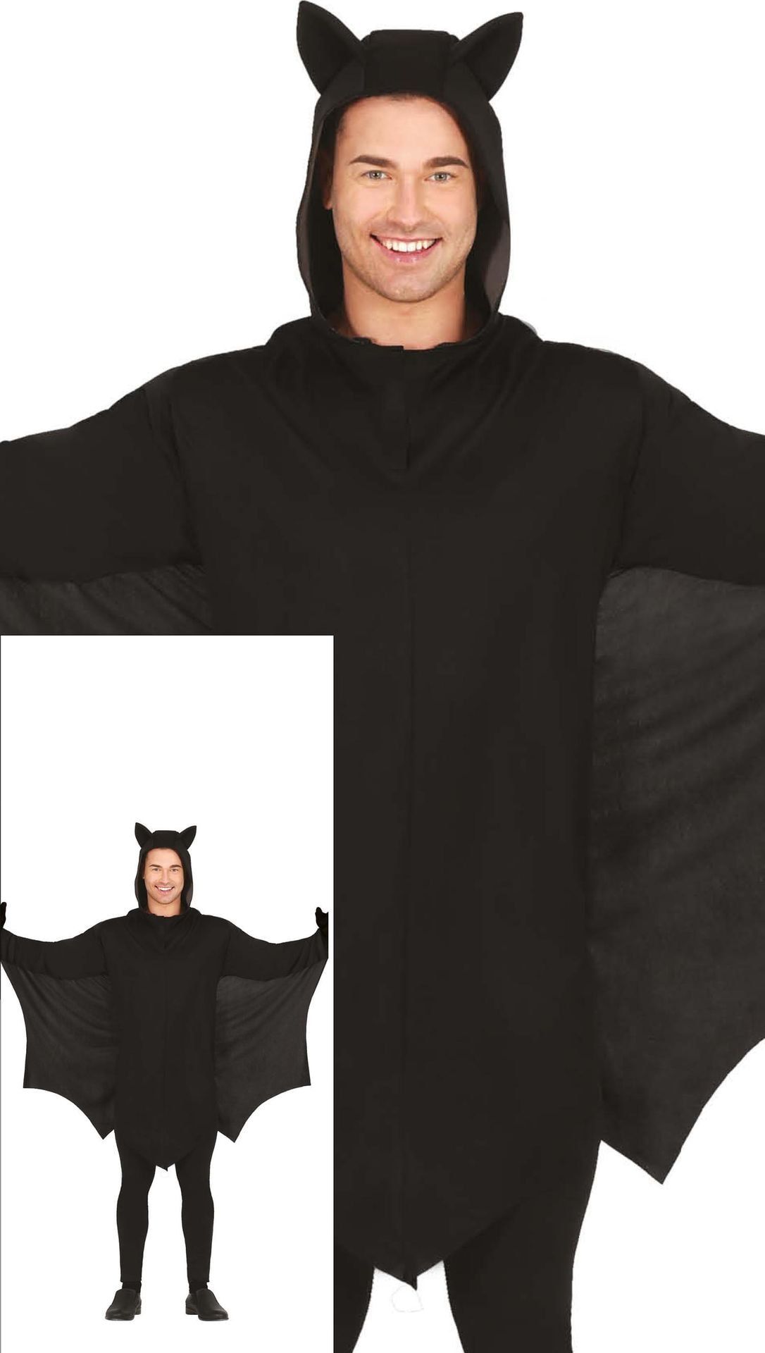 Zwarte vleermuis tuniek halloween heren