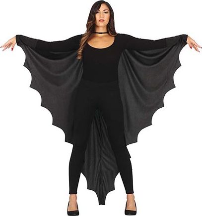 Zwarte vleermuis vleugels cape volwassen halloween