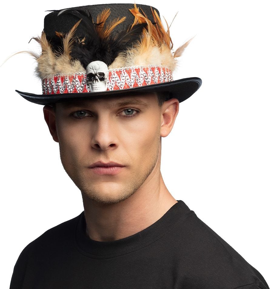 Zwarte Voodoo Hoed met Schedel