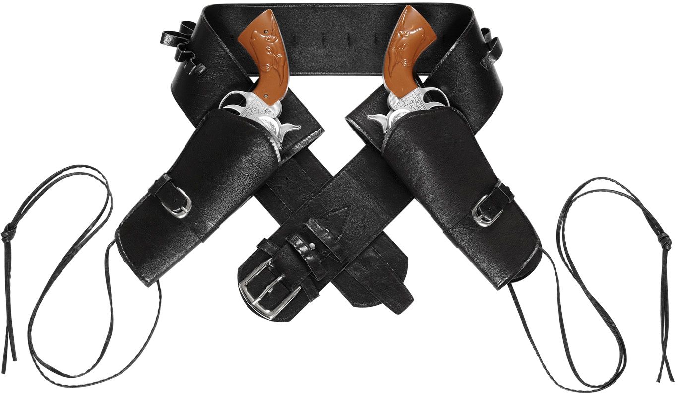 Zwarte western riem met dubbele holster