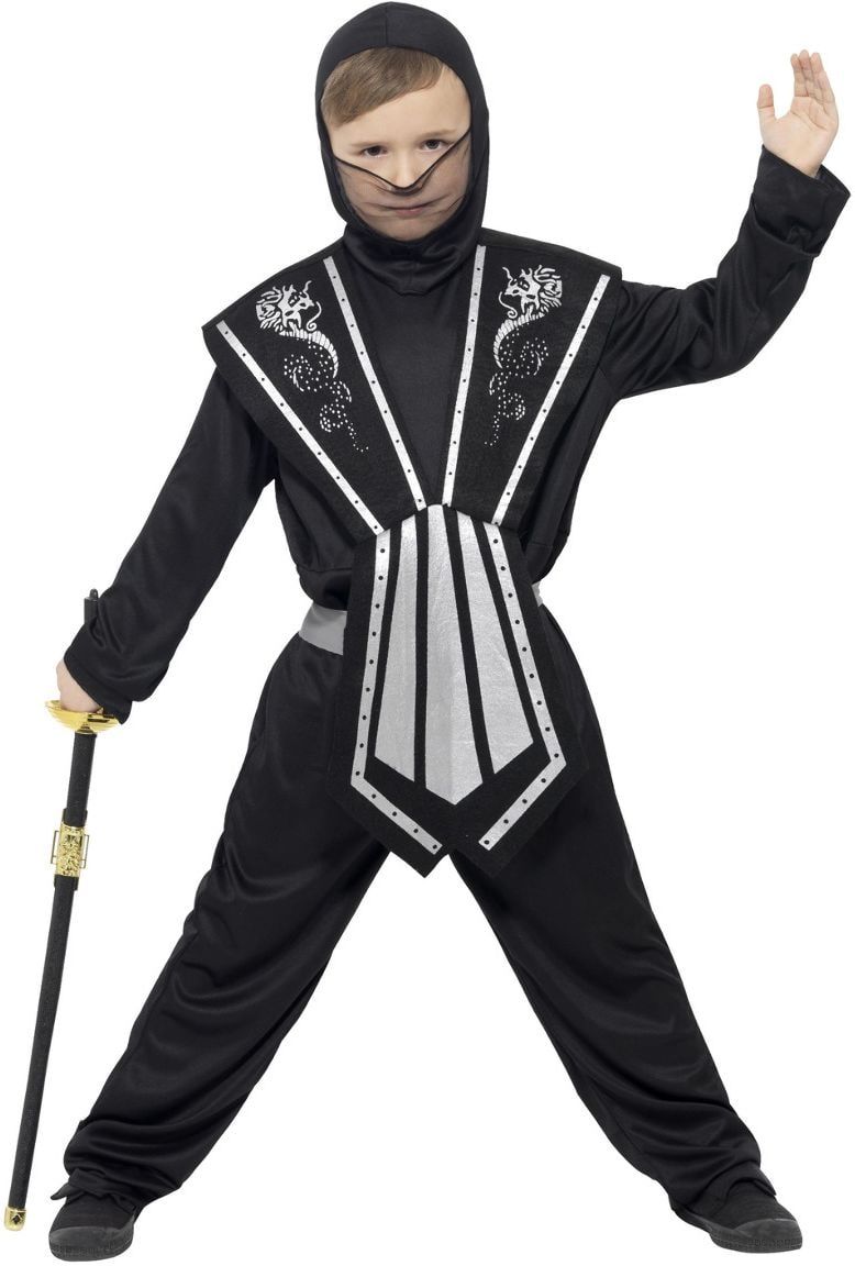 Zwarte zilveren ninja pak jongens