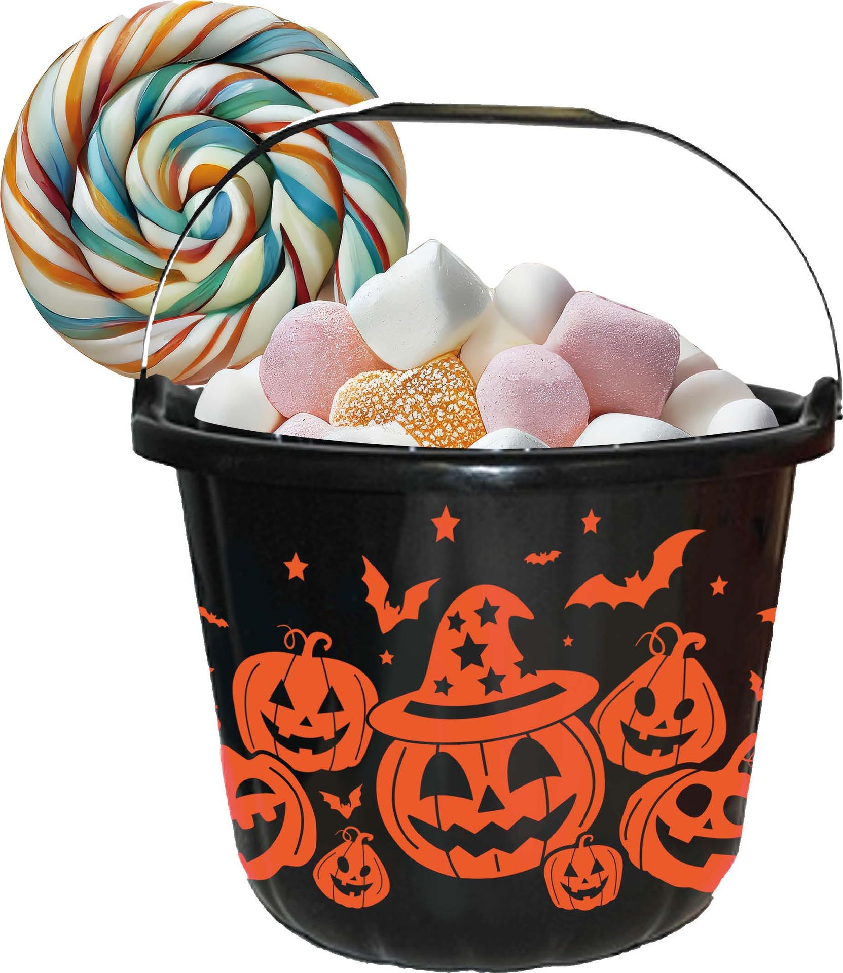 Zwart/oranje snoepemmer pompoen halloween