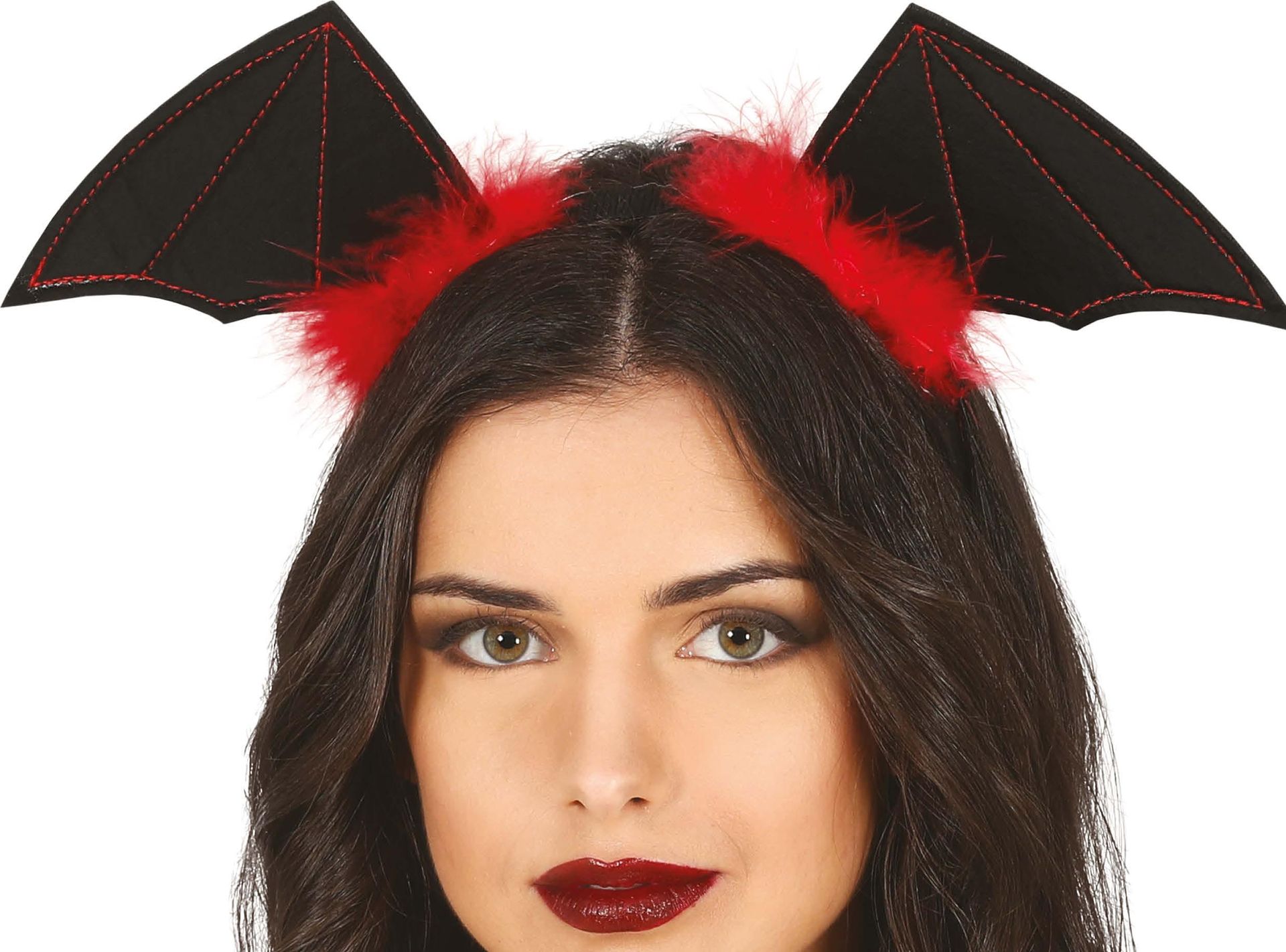 Zwart/rode vleermuis vleugels haarband halloween