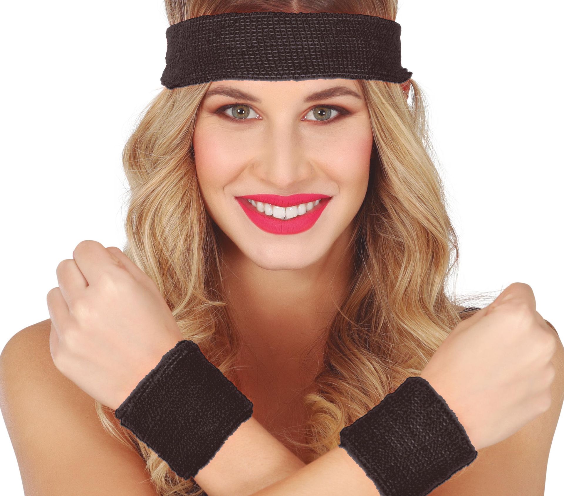 Zweetbanden en Hoofdband Set Zwart
