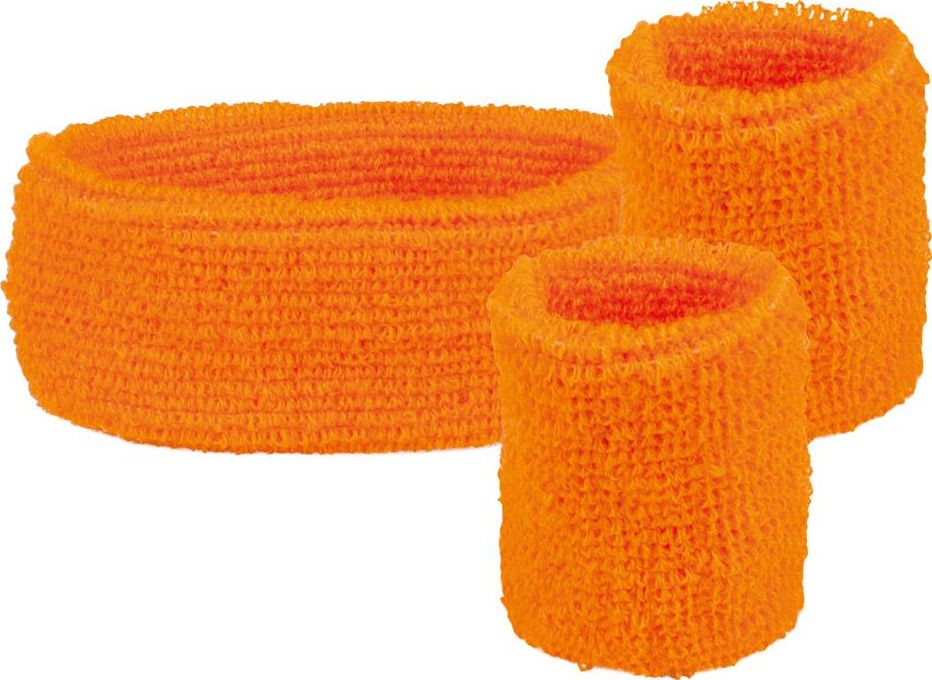 Zweetbandjes set neon oranje