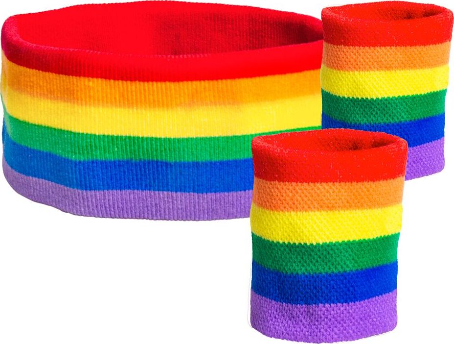 Zweetbandjes set regenboog